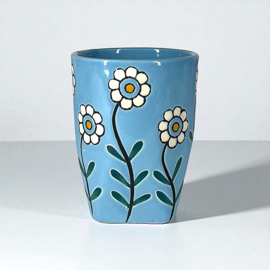 Floral Blue Glass