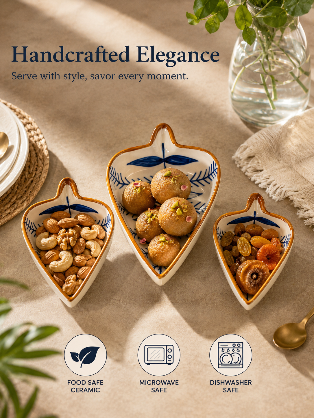 Botanical Condiments and Snacks Trays (Set of 3)