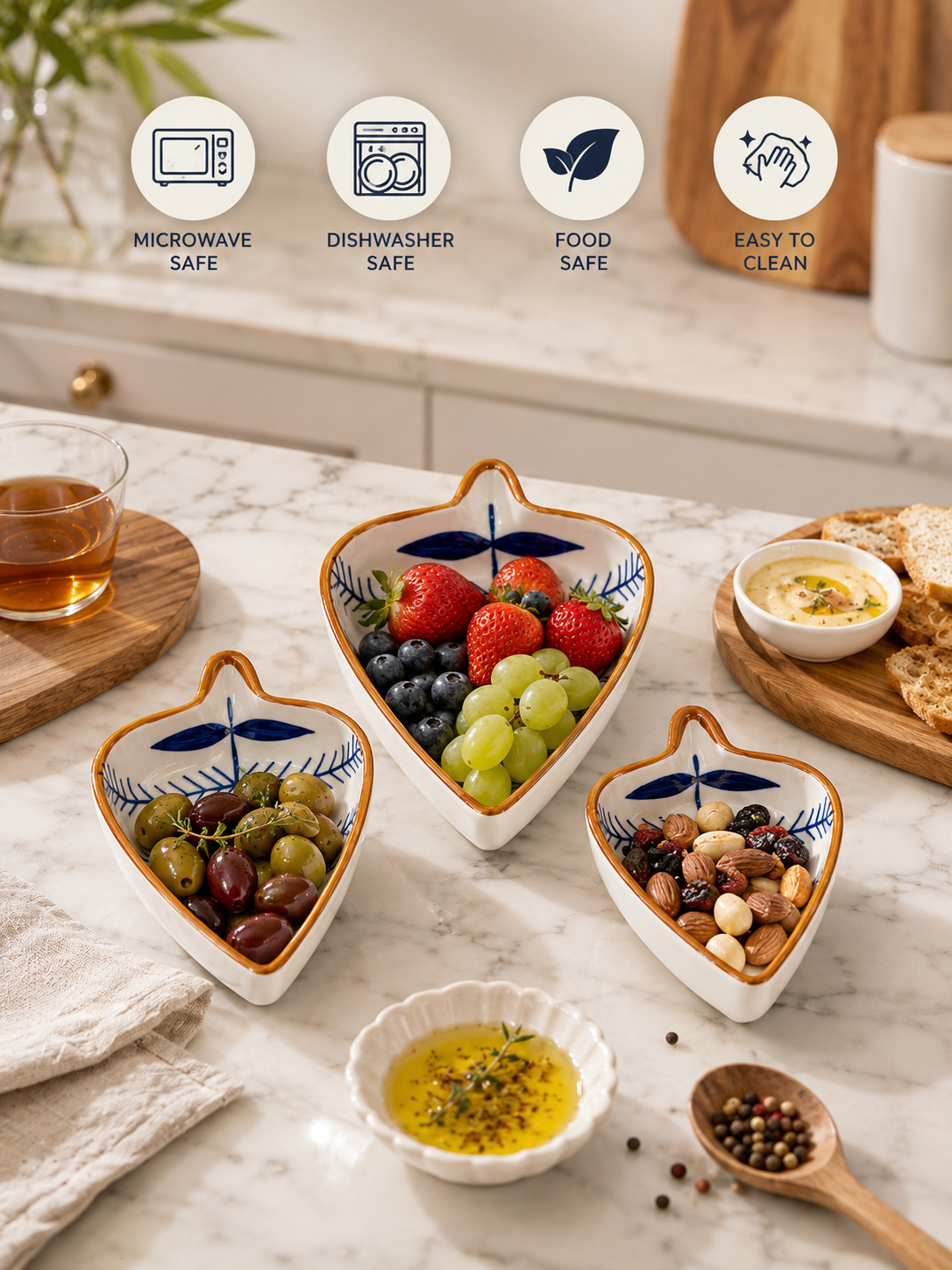 Botanical Condiments and Snacks Trays (Set of 3)