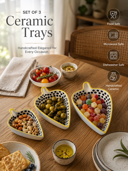 Polka Dots Condiments and Snacks Trays (Set of 3)