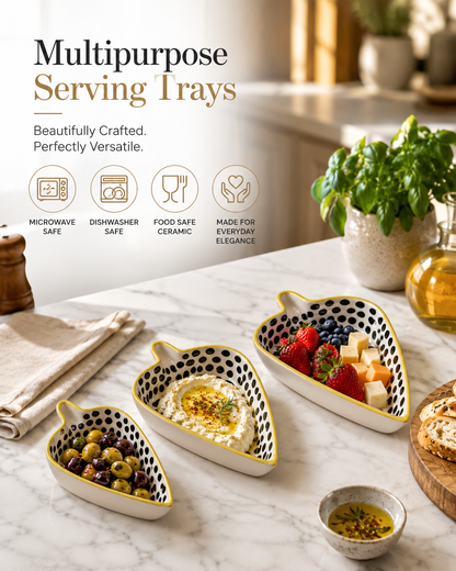 Polka Dots Condiments and Snacks Trays (Set of 3)
