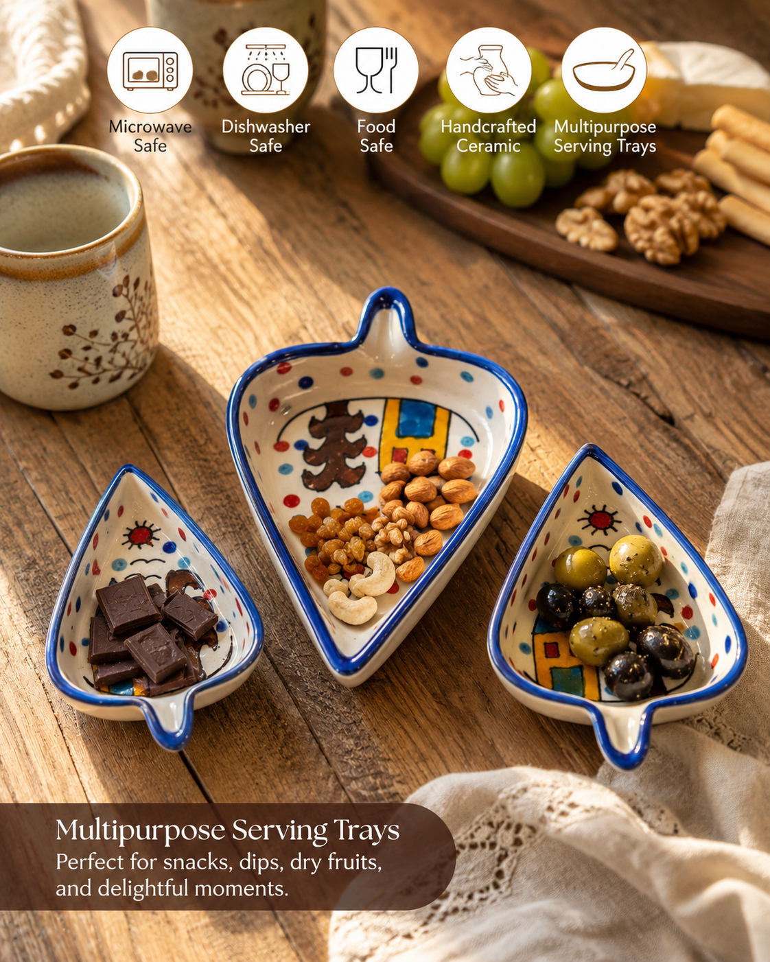 Hut Condiments and Snacks Trays (Set of 3)