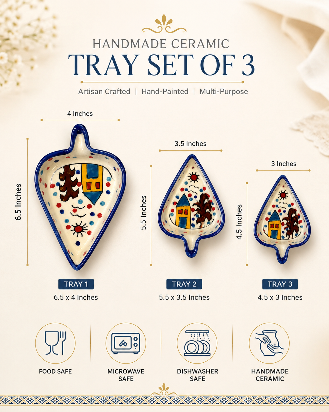 Hut Condiments and Snacks Trays (Set of 3)