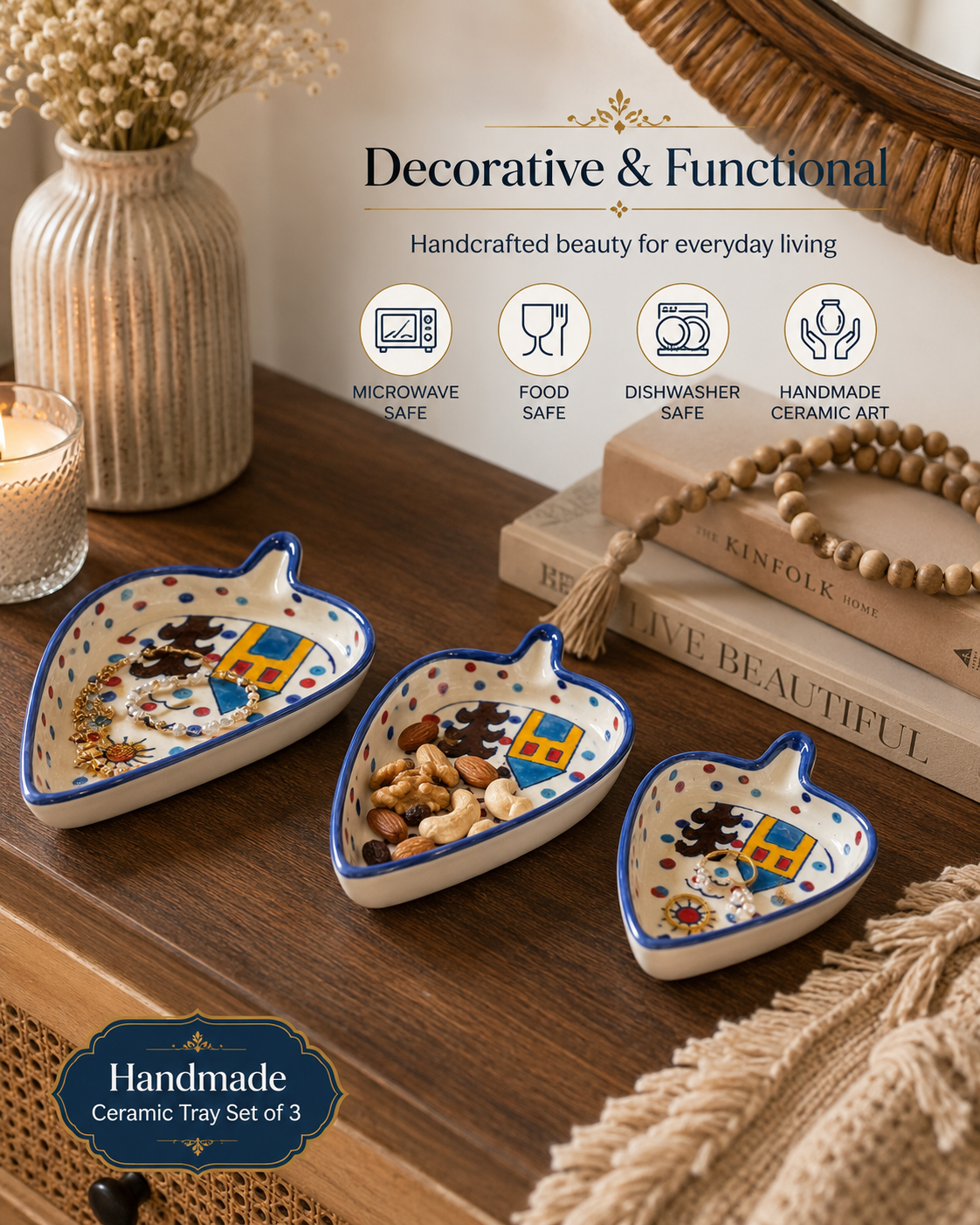 Hut Condiments and Snacks Trays (Set of 3)