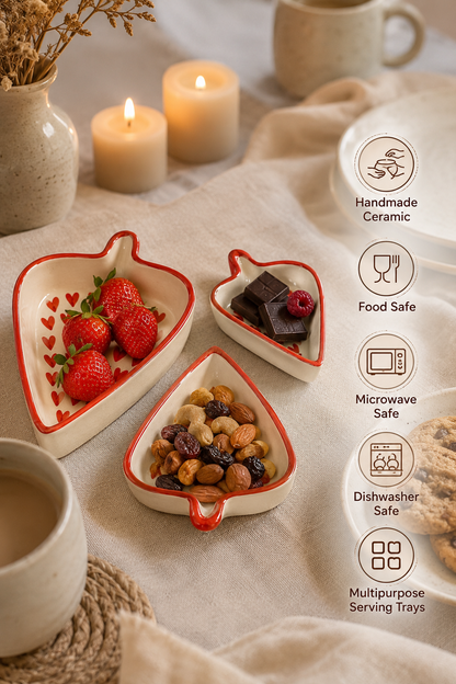Hearts Condiments and Snacks Trays (Set of 3)