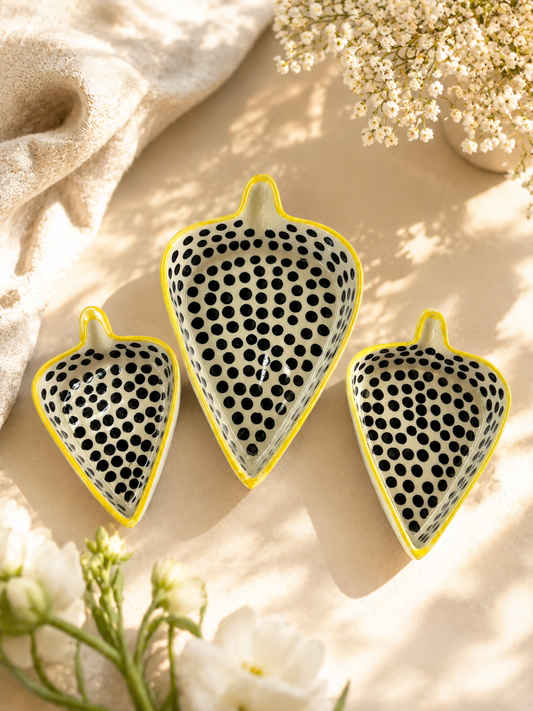 Polka Dots Condiments and Snacks Trays (Set of 3)