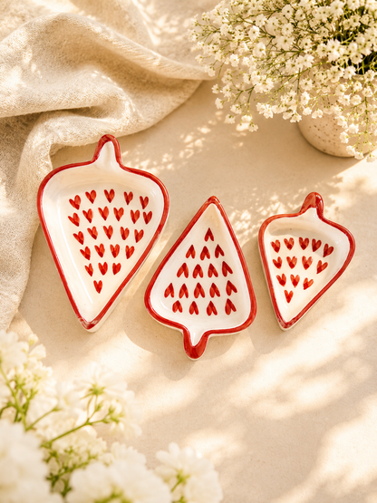 Hearts Condiments and Snacks Trays (Set of 3)