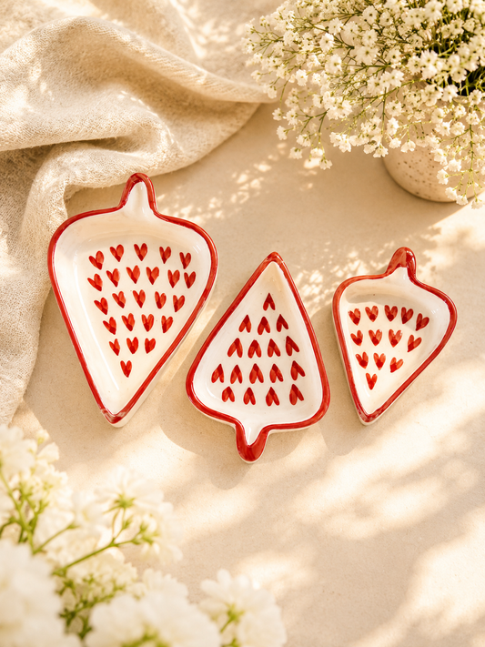 Hearts Condiments and Snacks Trays (Set of 3)