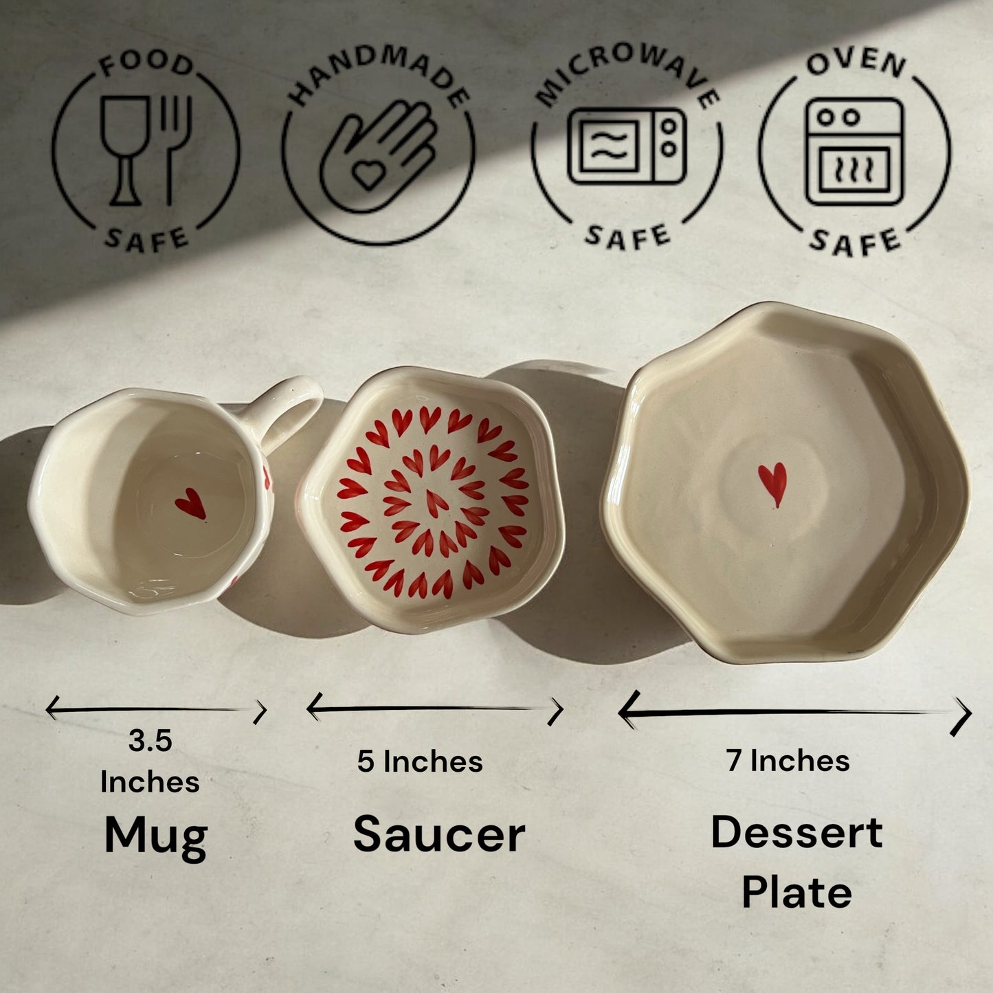 Over the Hearts Coffee Mug and Dessert Plate Set