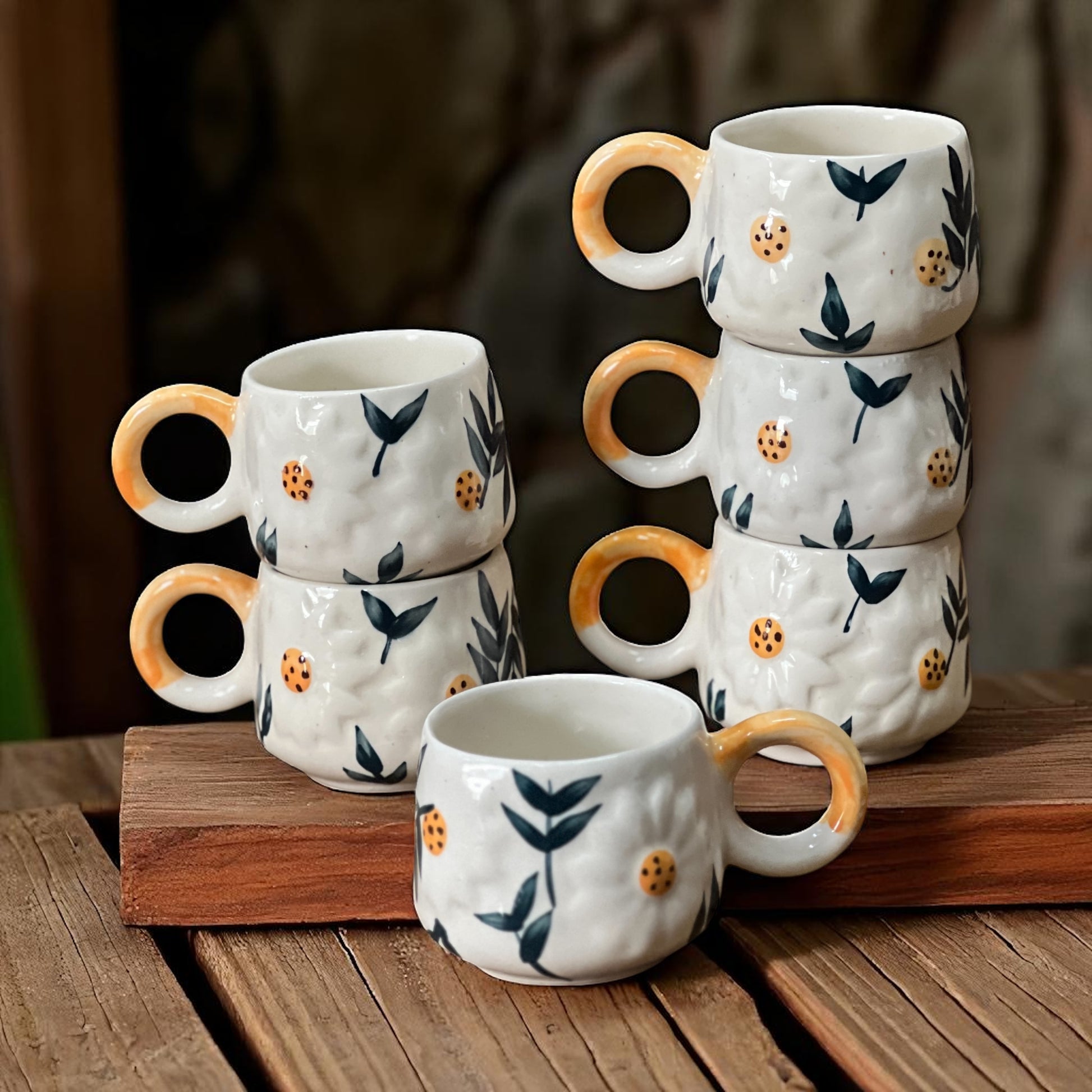 Daisy Flower Mug Set of 6