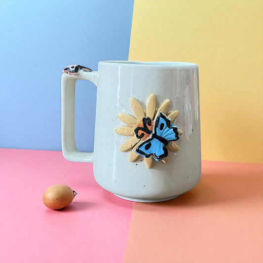 Butterfly on the Floral Mug