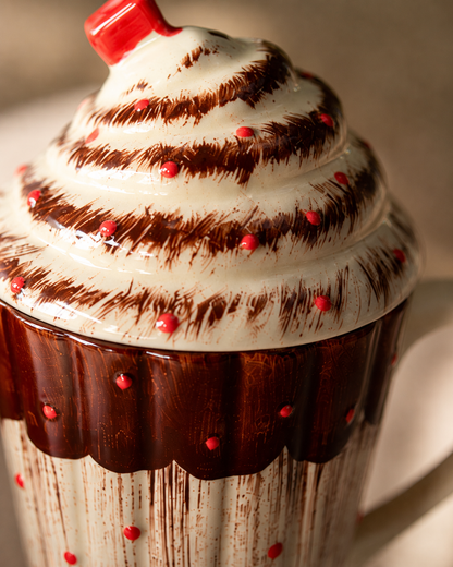 Whipped Cocoa Ceramic Mug with Lid
