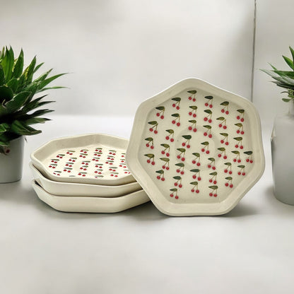 Four Cherry Snack/Dessert Plates