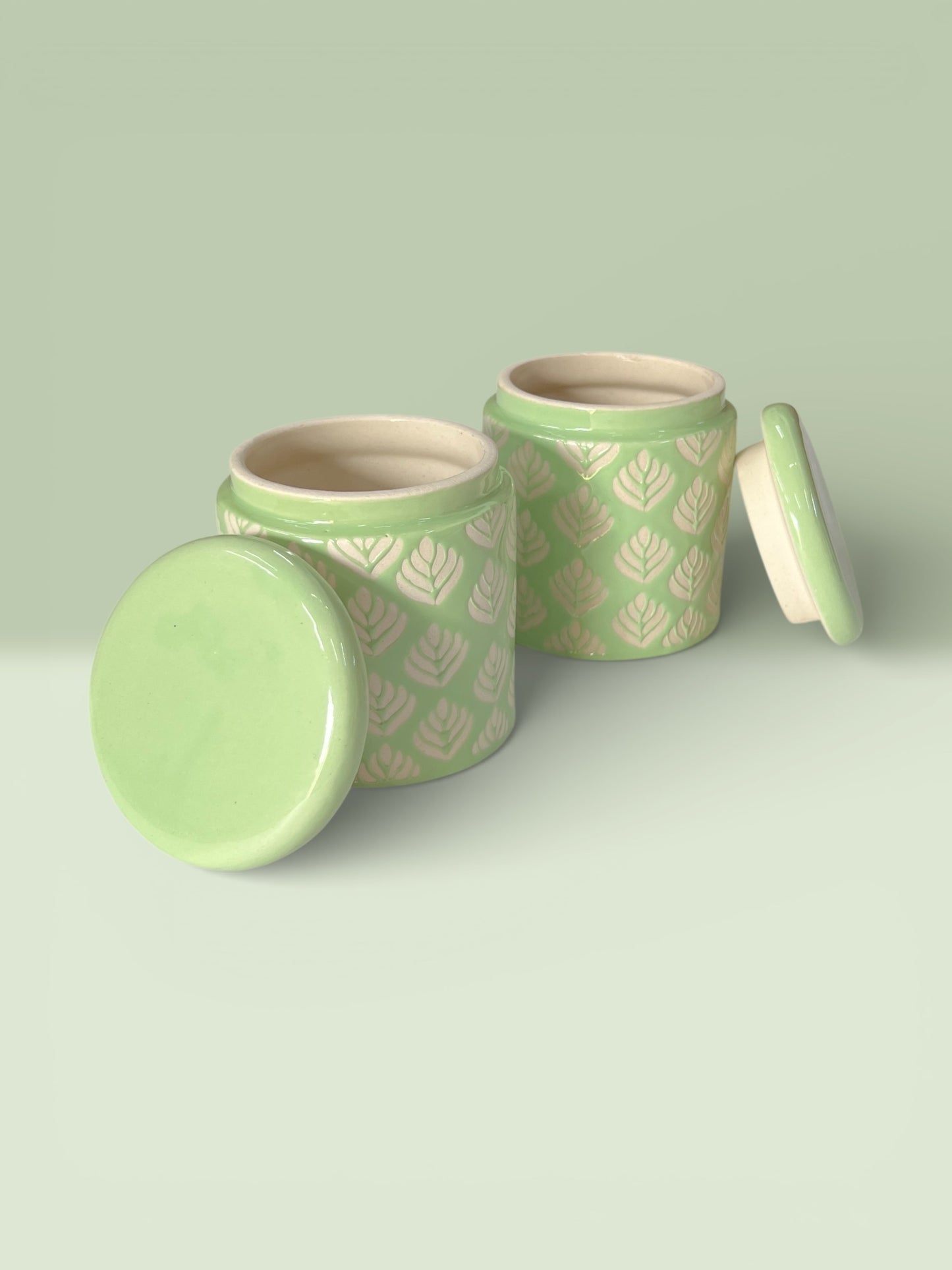 Pastel Green Design Jars Pack of 2
