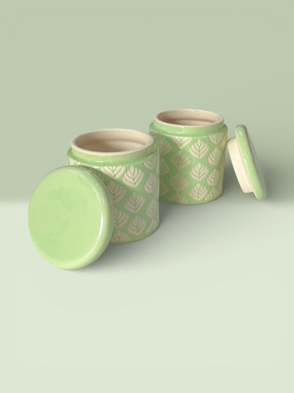 Pastel Green Design Jars Pack of 2