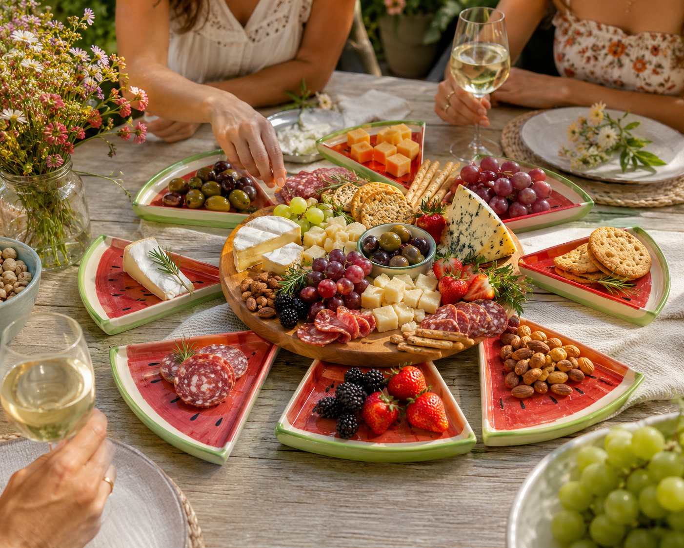 Watermelon Slice Ceramic Appetizer Plate Set