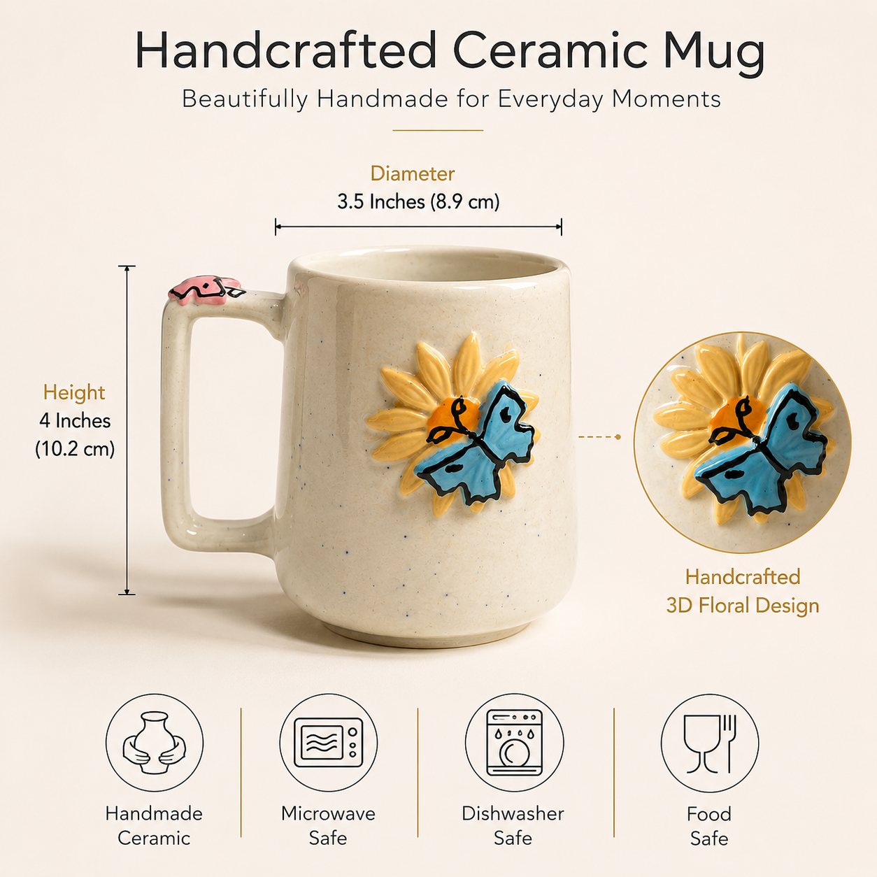 Butterfly on the Floral Mug