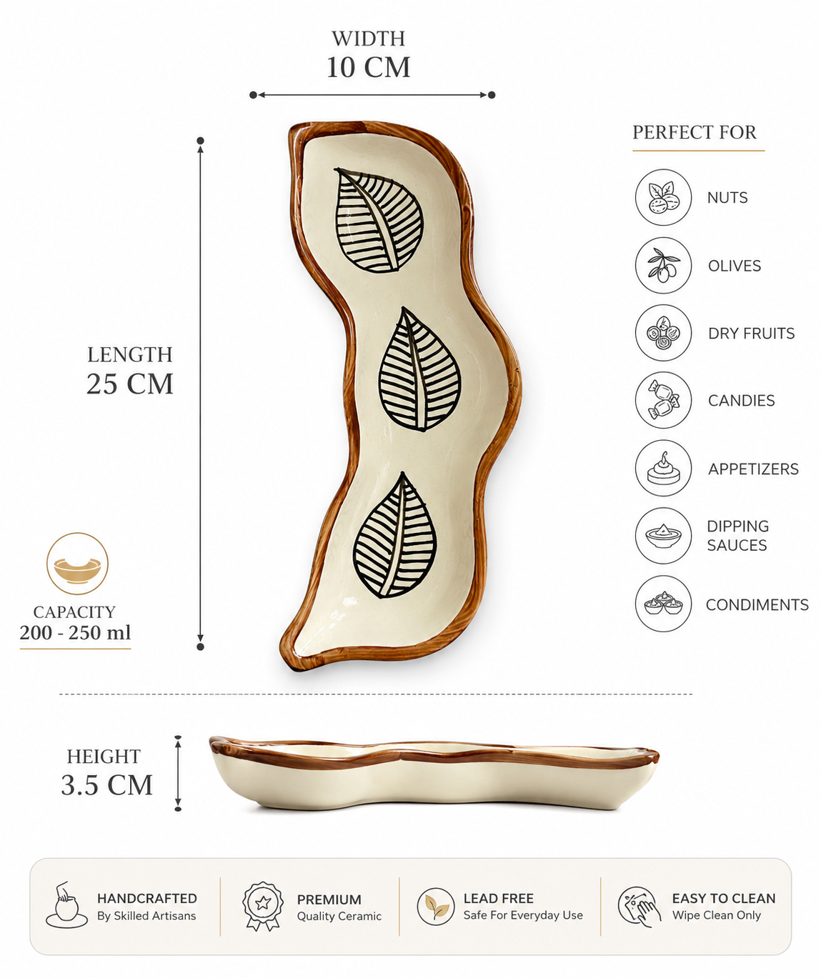 Leaf Brown Artisan Tray