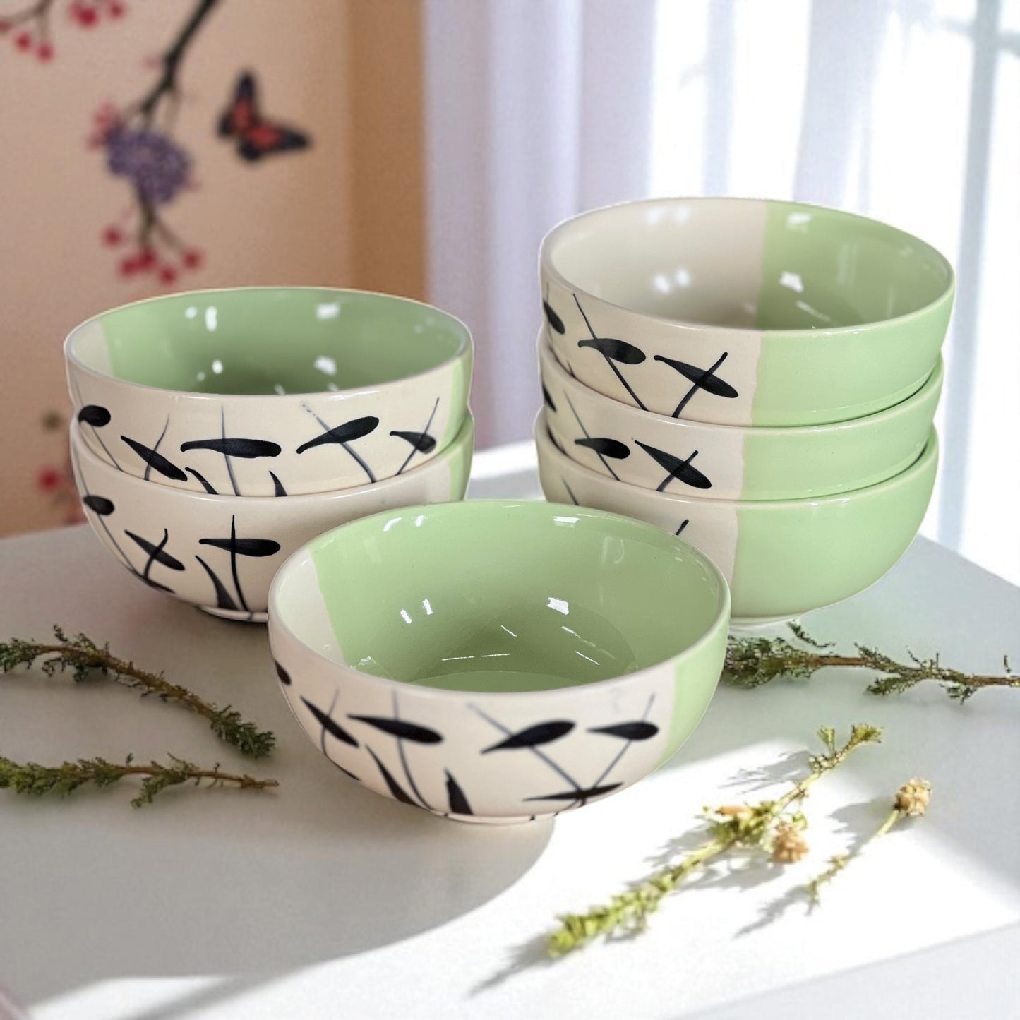 The Green Leaf Bowls Set of 6