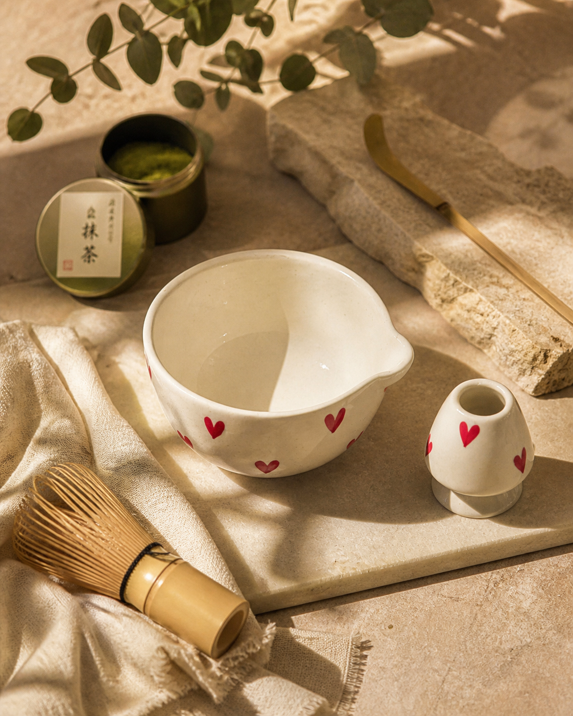 Hearts Matcha Bowl Set