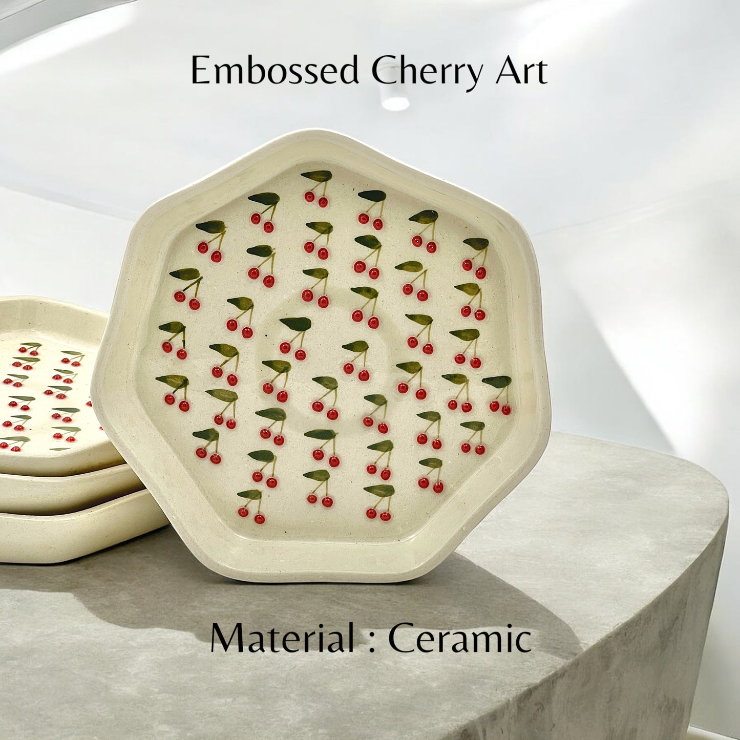 Four Cherry Snack/Dessert Plates