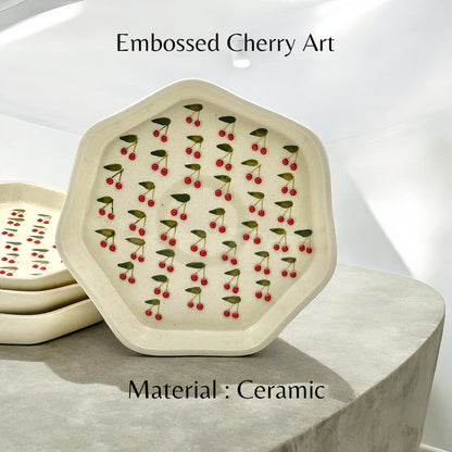 Four Cherry Snack/Dessert Plates