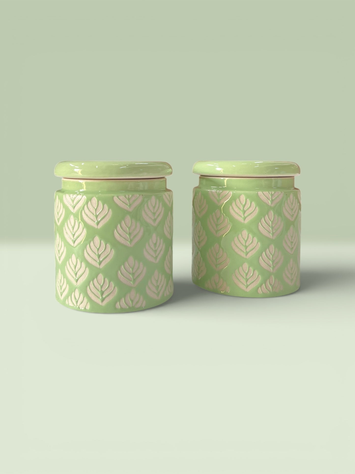 Pastel Green Design Jars Pack of 2
