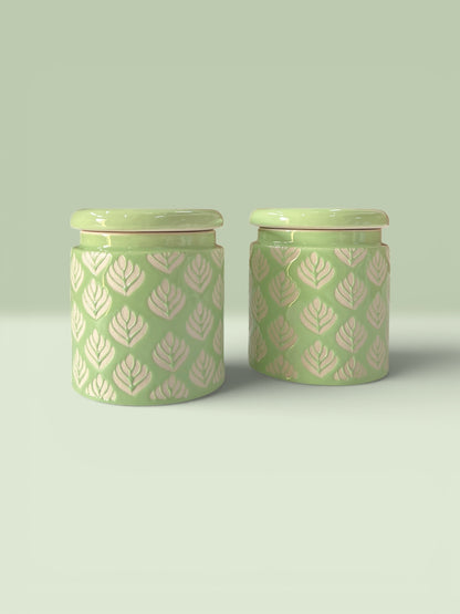 Pastel Green Design Jars Pack of 2
