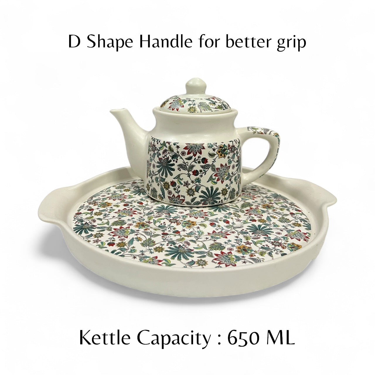 White Floral Four Cup Teapot Set