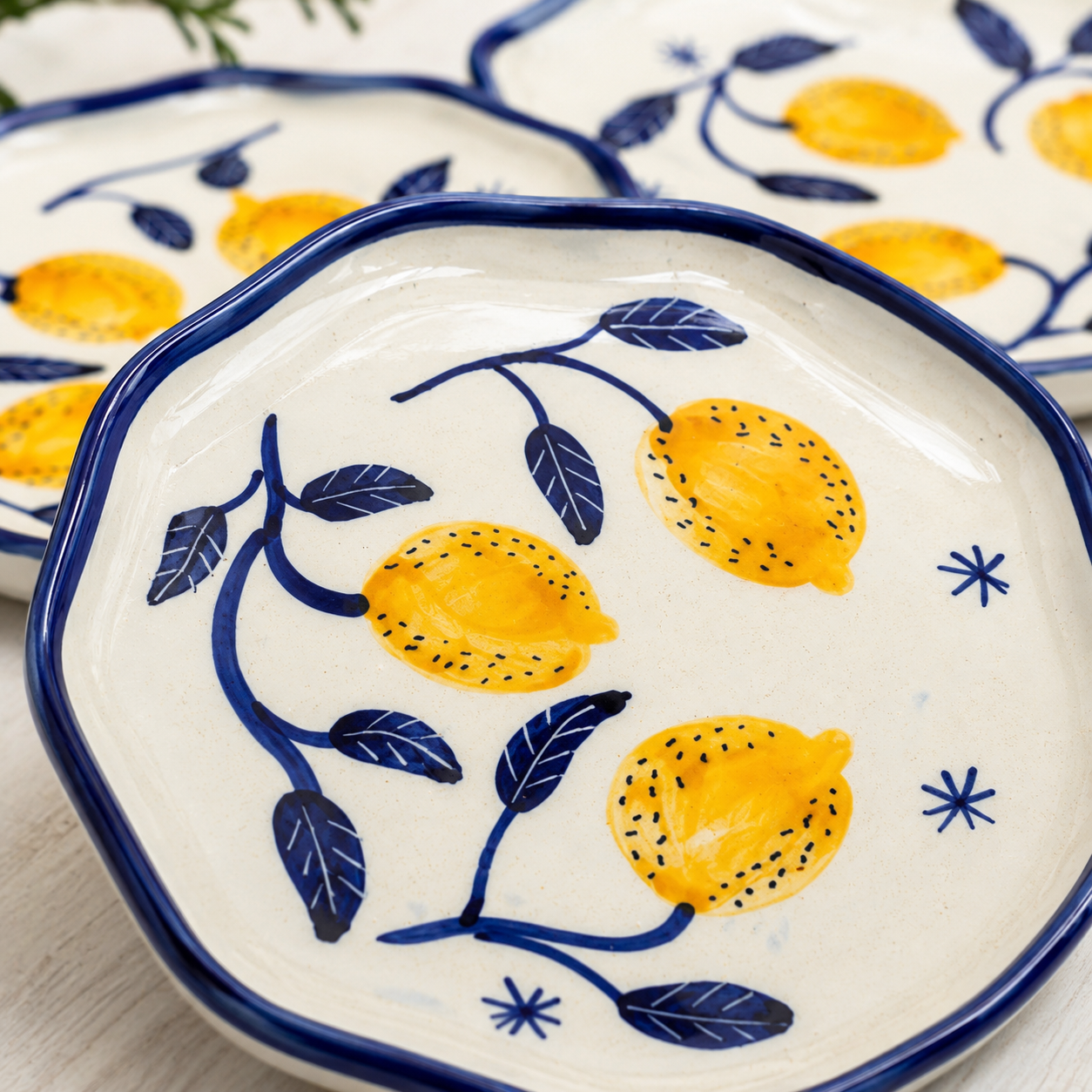 Four Lemon Snack/Dessert Plates