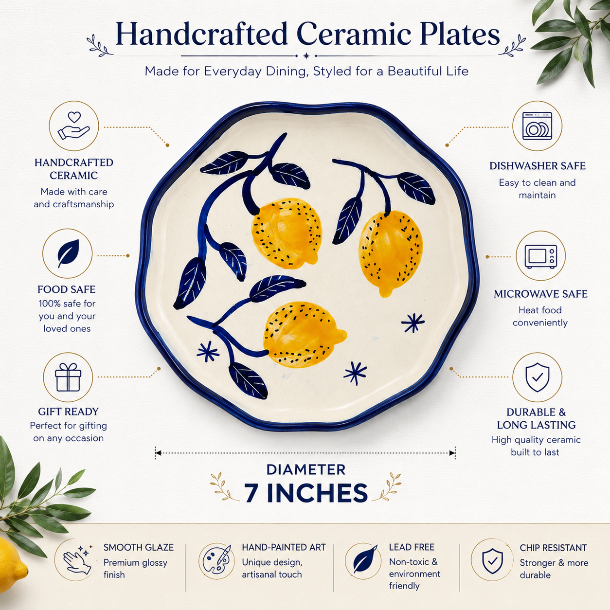Four Lemon Snack/Dessert Plates