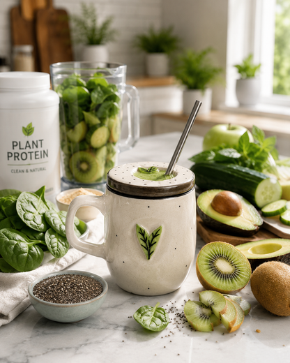 Botani Brew Mug With Lid & Straw