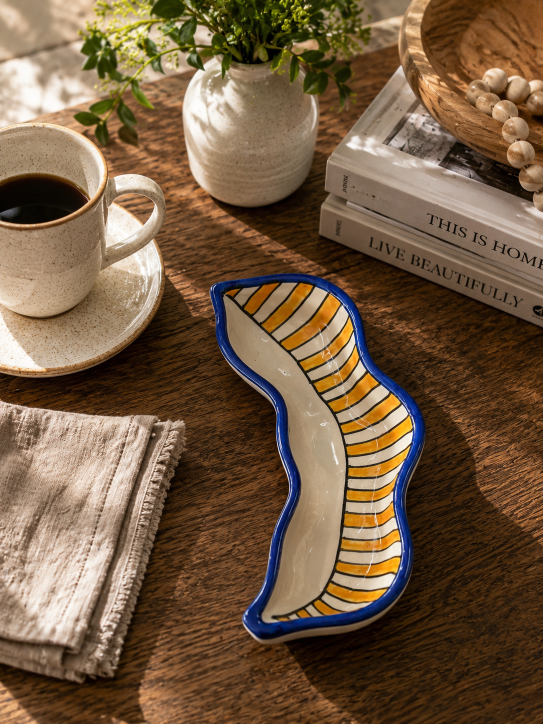 Yellow Lines Artisan Tray