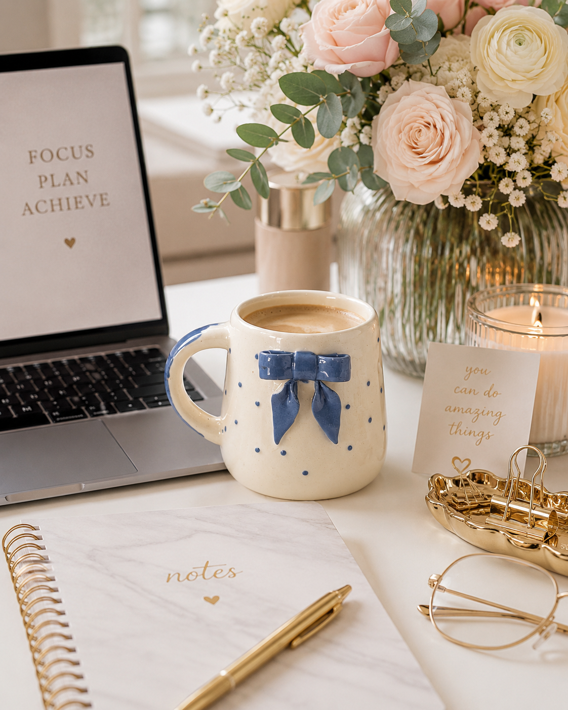 Blue Polka & Bows Mug