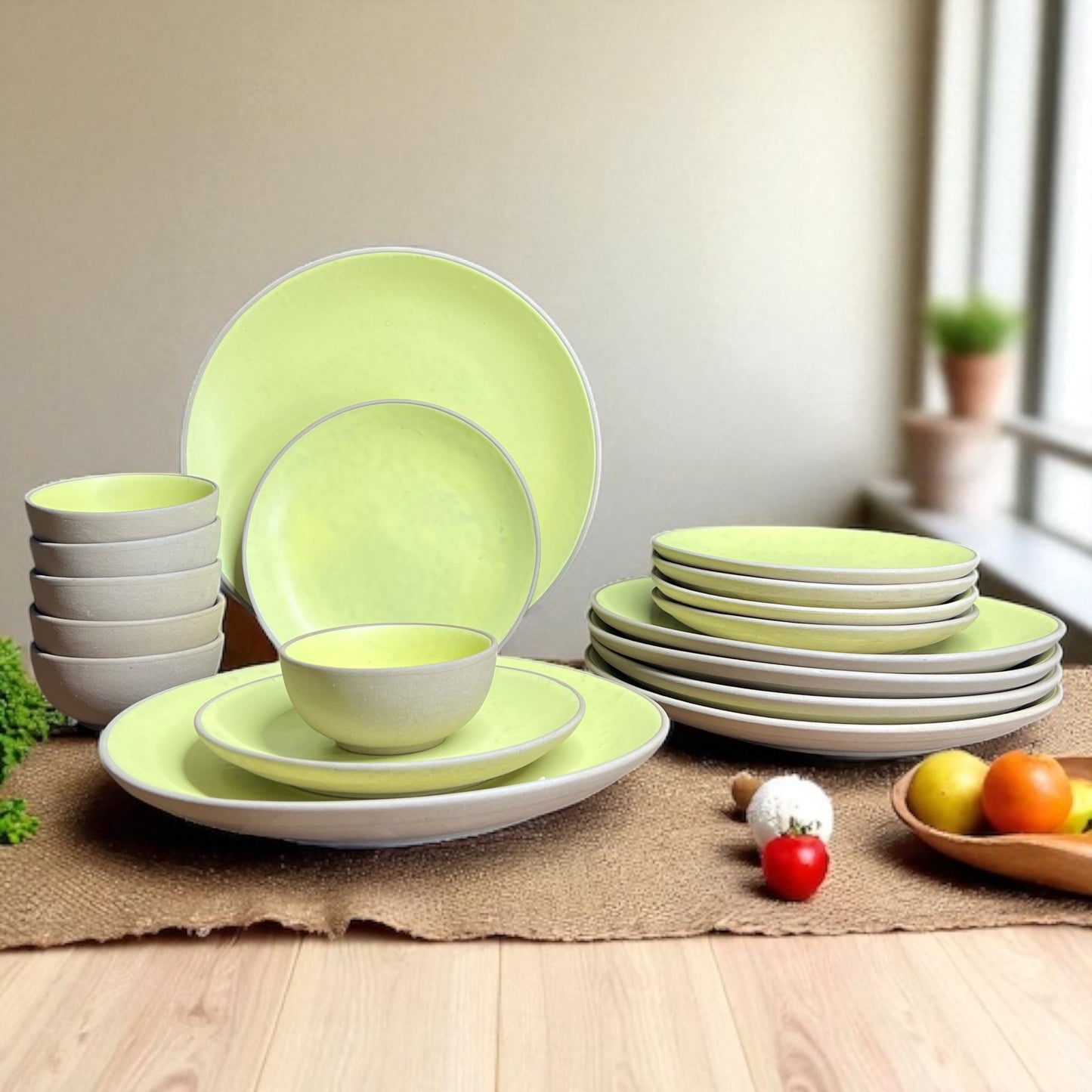Earthy Lime Yellow Dinner set (18pcs)