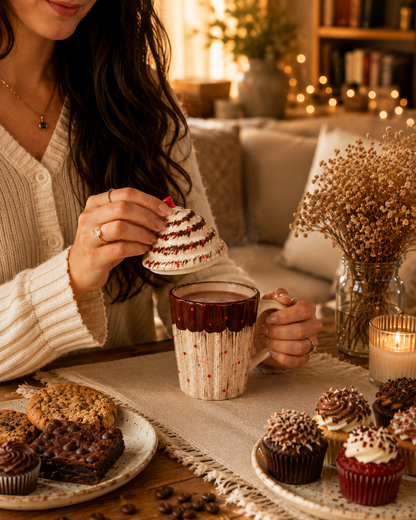 Whipped Cocoa Ceramic Mug with Lid