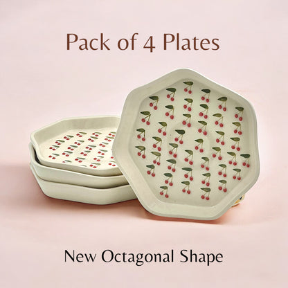 Four Cherry Snack/Dessert Plates