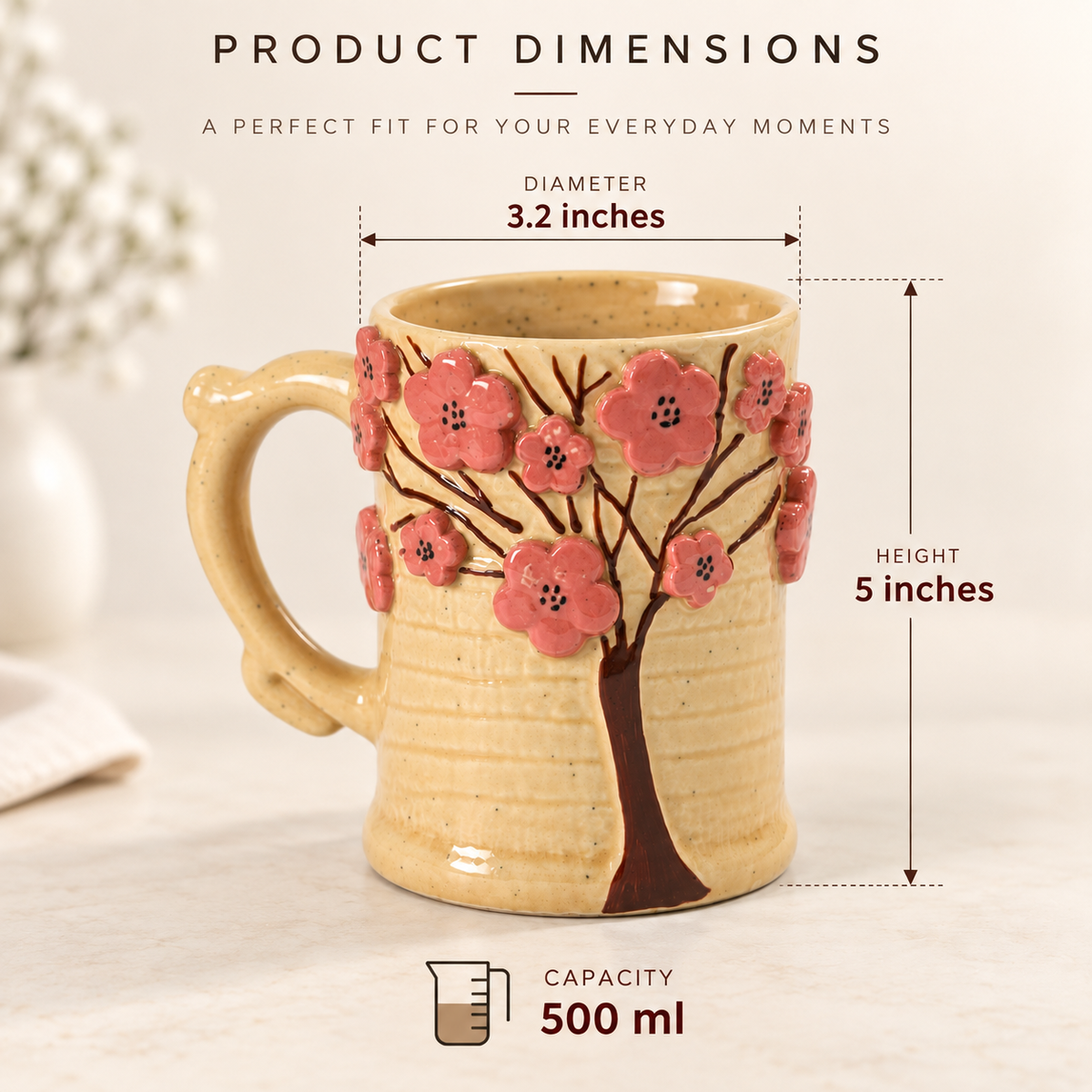 Beige Tree Mug
