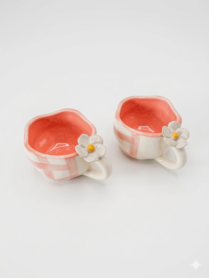 Pink Check Mugs (Pack of 2)