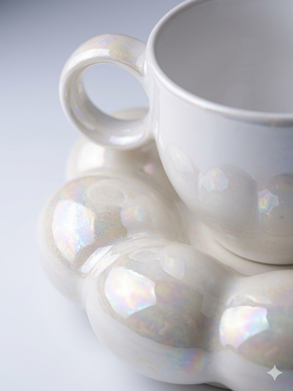 Sparkling Pearl White Mug and Saucer (Pack of 1)