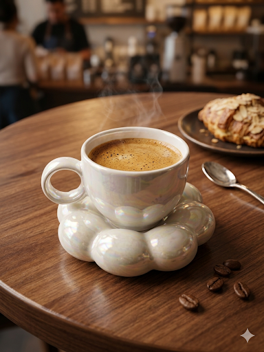 Sparkling Pearl White Mug and Saucer (Pack of 1)
