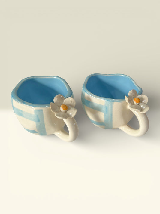 Blue Check Mugs Pack Of 2