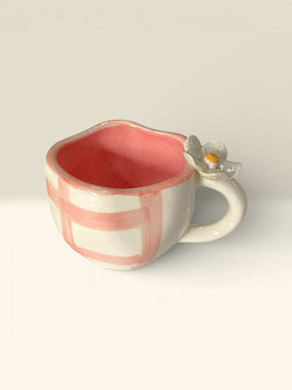 Pink Check Mugs Pack Of 2