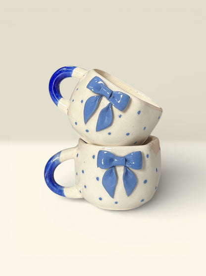 Blue Side Bow Mugs (Pack of 2)
