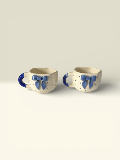 Blue Side Bow Mugs (Pack of 2)