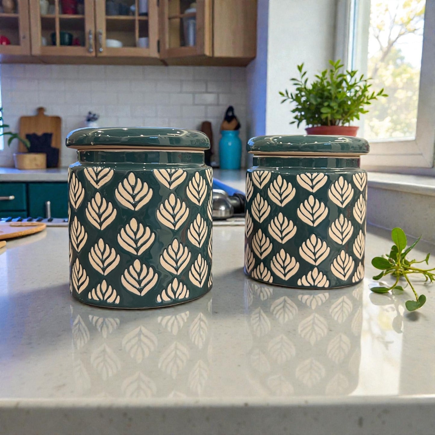 Green Design Jars Pack of 2