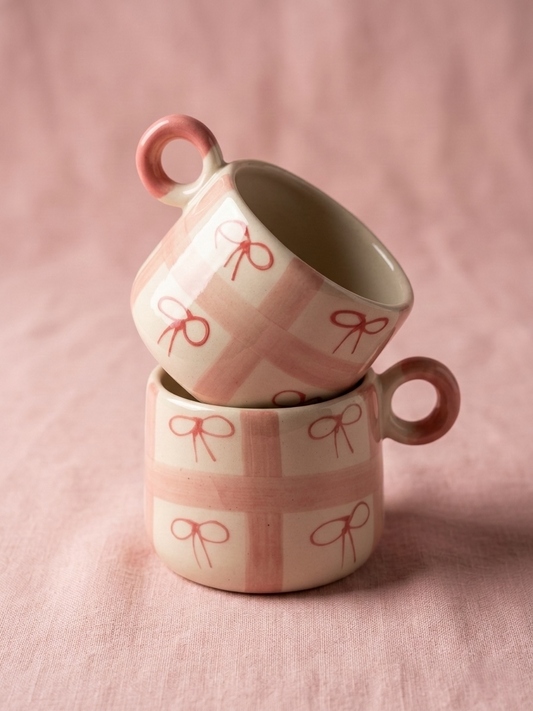 Checks Floating Ribbons Mugs (Pack of 2)