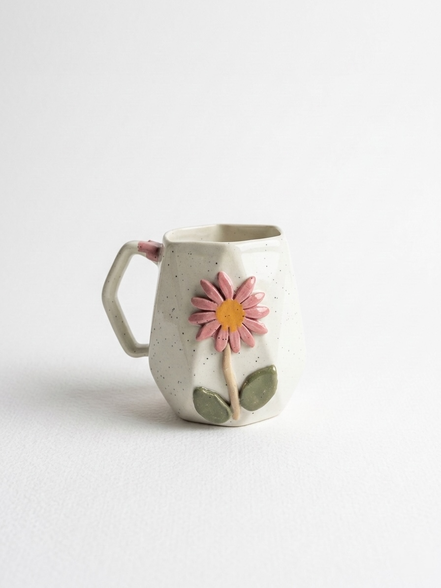 Diamond Cut Flower Mug