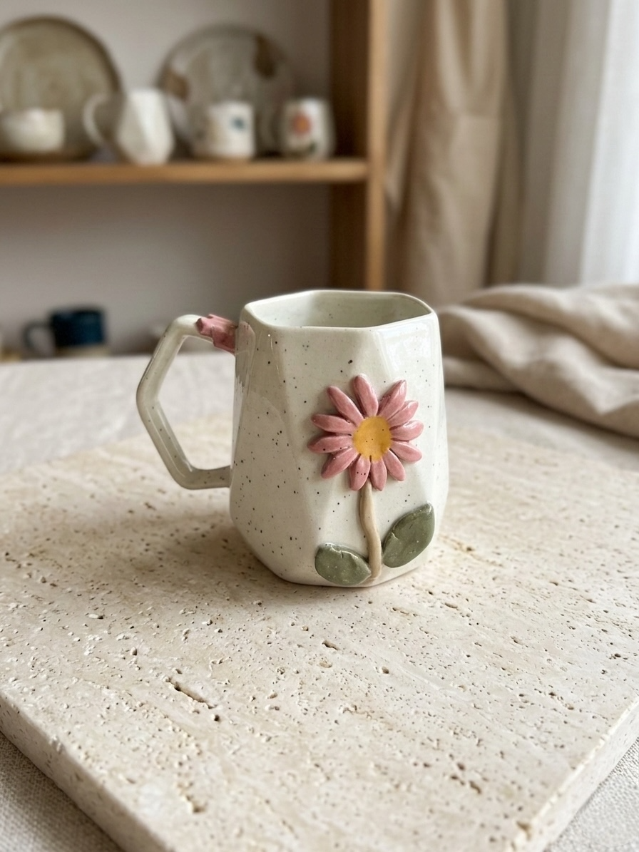 Diamond Cut Flower Mug