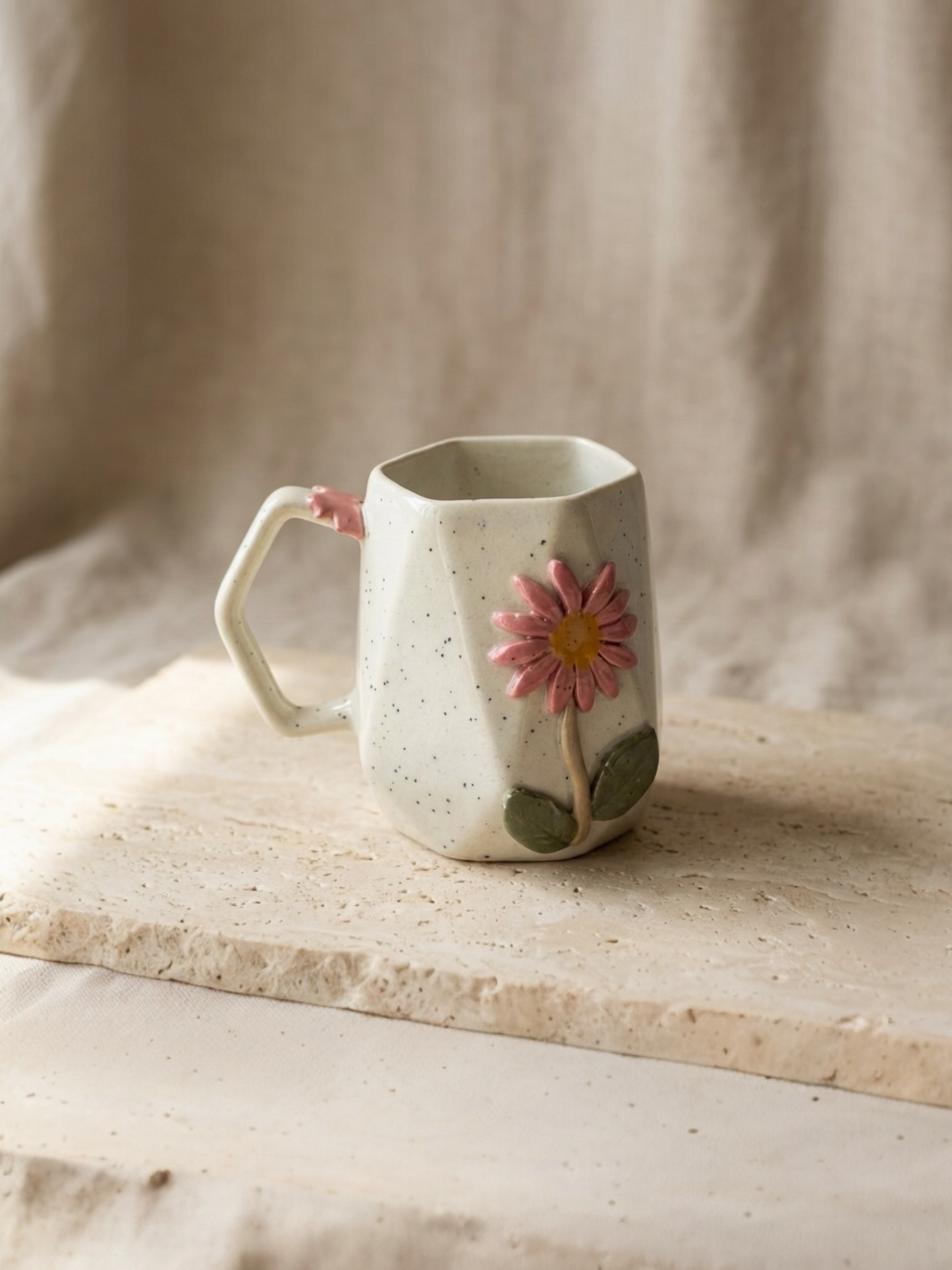 Diamond Cut Flower Mug